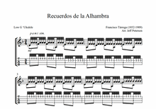 Load image into Gallery viewer, Recuerdos de la Alhambra by Francisco Tárrega for Low G Ukulele - PDF Download