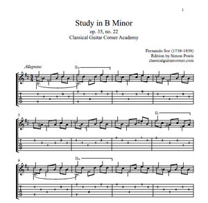 Study in B minor Op.35 no.22 by Fernando Sor TAB