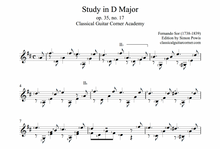 Load image into Gallery viewer, Study in D major Op.35 no.17 by Fernando Sor