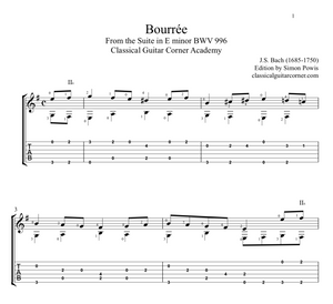 Bourrée by J.S. Bach BWV 996