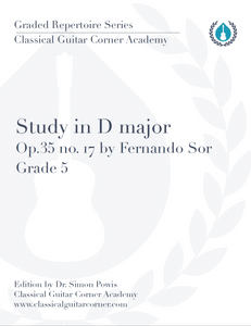 Study in D major Op.35 no.17 by Fernando Sor TAB
